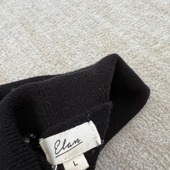 Elan Rugby Stripe V Neck Polo Pullover Sweater L Black Green - Picture 2 of 10